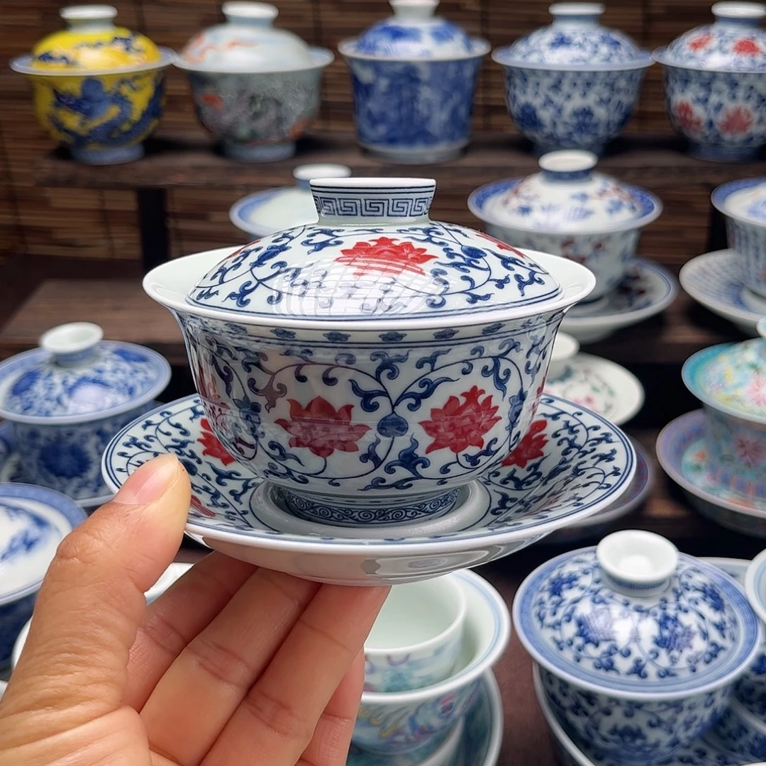 景德镇陶瓷三才盖碗