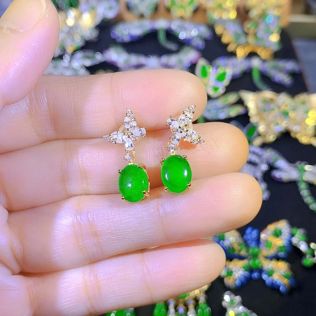 吊坠(不含链)银S925镶嵌翡翠