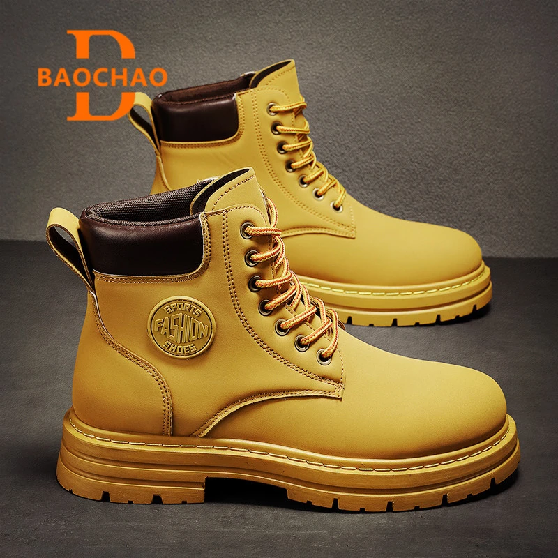 马丁靴男鞋夏季2025新款高帮鞋英伦风中帮雪地大黄靴子男士工