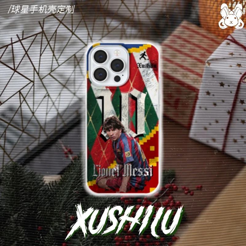 XUSHILU定制原创欧洲杯像素设计适用iPhone15苹果球星防摔手机壳