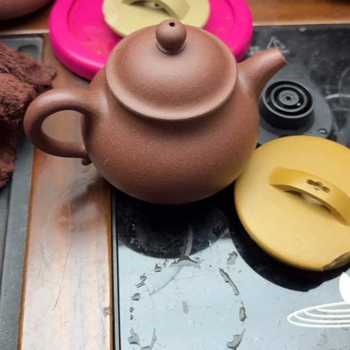 三***1茶壶紫砂原矿半手工紫泥潘壶200cc