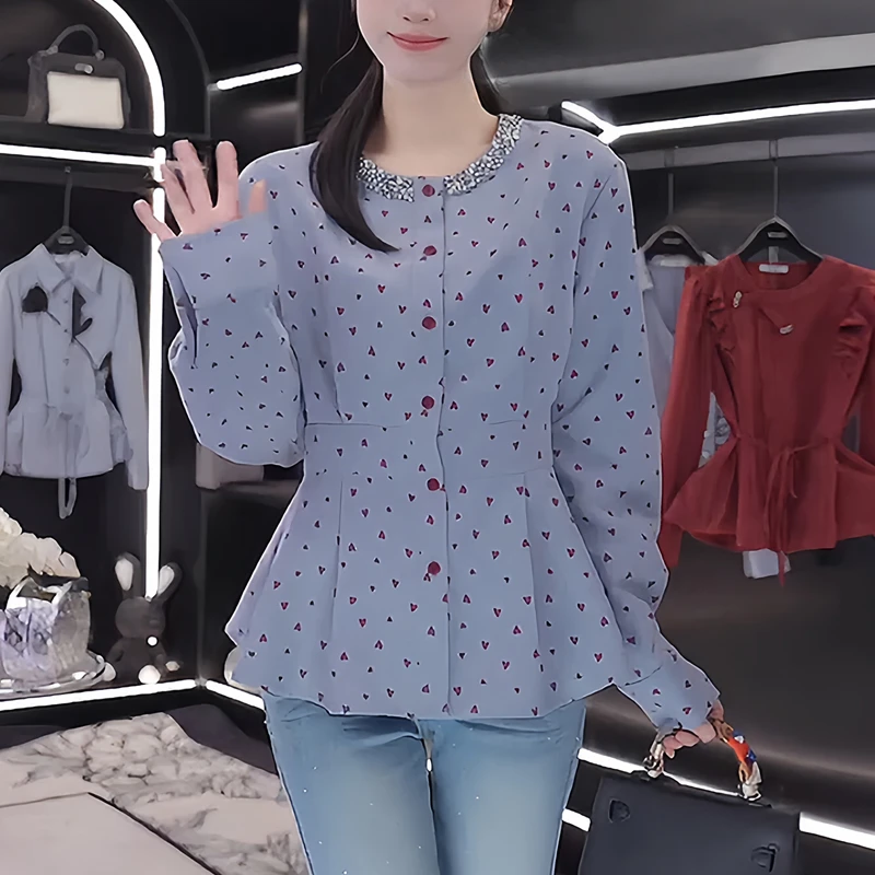 女士收腰衬衫2025春季新款时尚宽松大码休闲显瘦别致漂亮小衫上衣