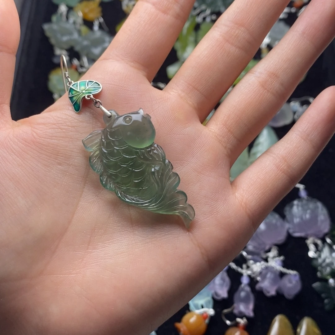 听***花蛇纹石玉未镶嵌耳饰/颈饰