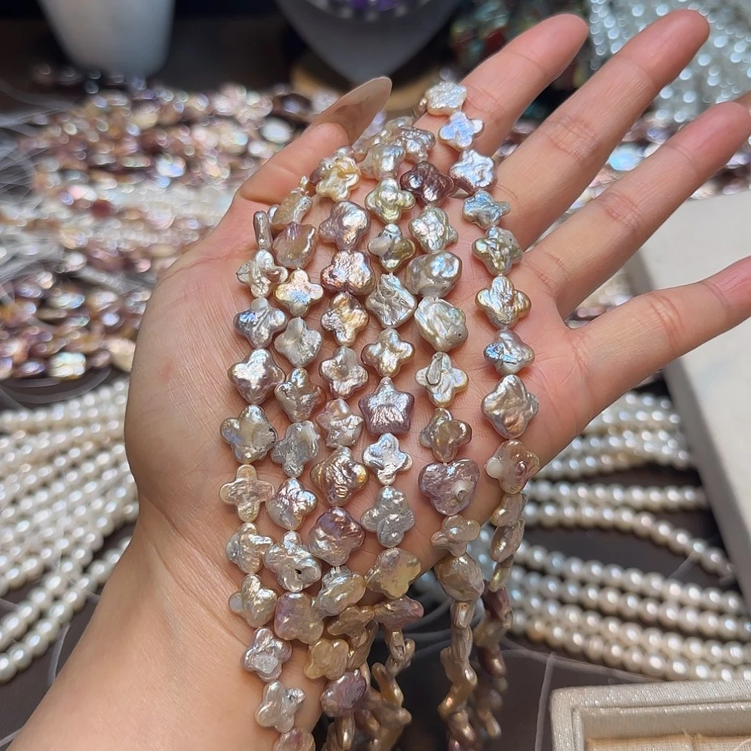 玛瑙/玉髓未镶嵌珠宝半成品淡水珍珠四叶草一条