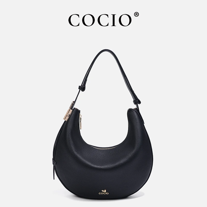 COCIO轻奢时尚百搭荔枝纹月牙包单肩包CC269