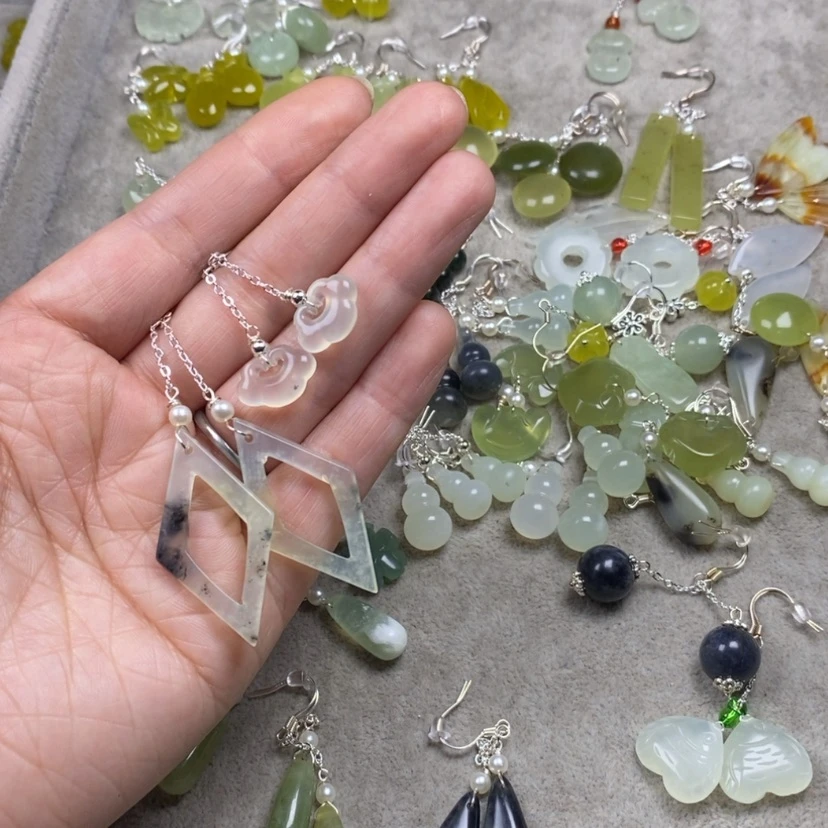 【闪购商品】蛇纹石玉挂件耳饰耳环项链未镶嵌小*