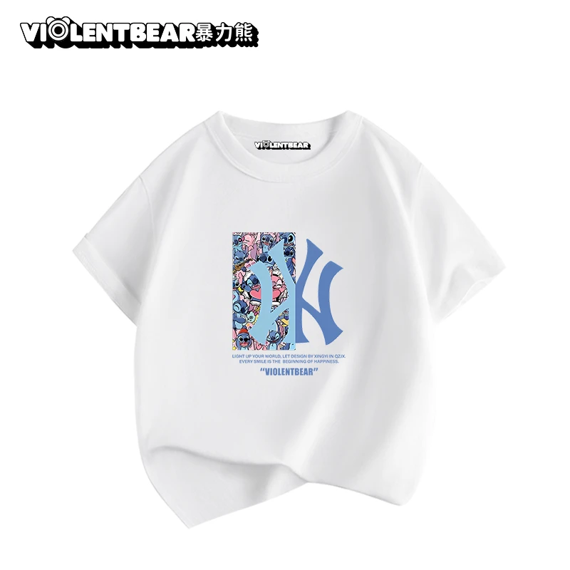 暴力熊儿童品质童装纯棉洋气半袖宽松衣服薄款T恤儿童男童纯棉t恤