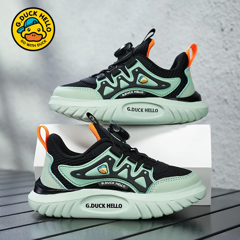 小黄鸭男童网面透气运动鞋2025春秋新款中大童女童爆款阿甘鞋潮鞋