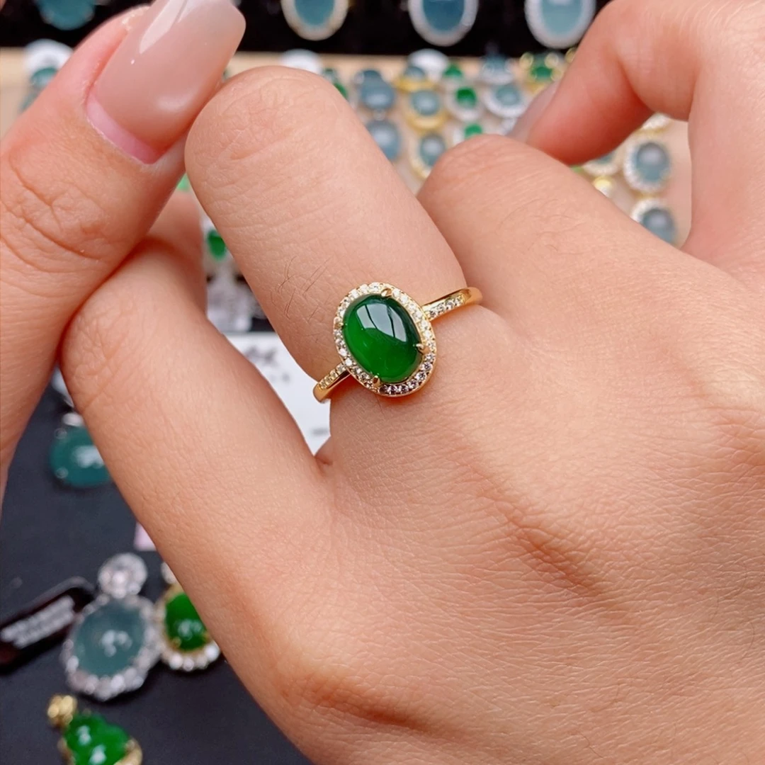 银S925镶嵌戒指翡翠