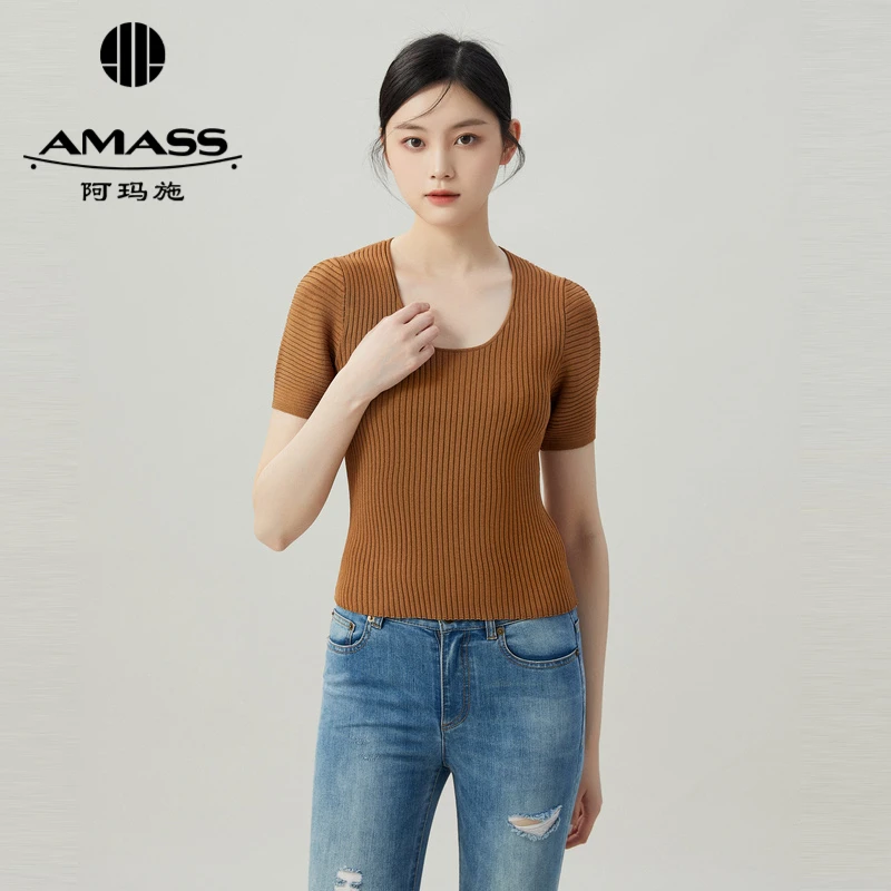 AMASS/阿玛施新款品质女装上衣白色秋冬内搭哥弟阿玛施毛衣开衫