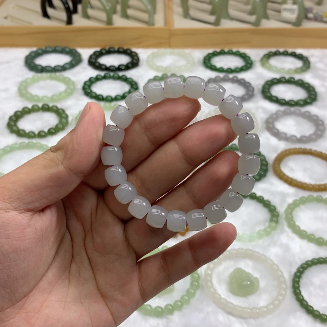未镶嵌手串和田玉（直切冰烟紫10）