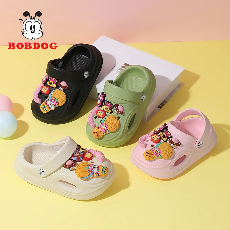 Bobdog/巴布豆防滑卡通洞洞鞋拖鞋软底夏季女童包头厚底男童凉拖