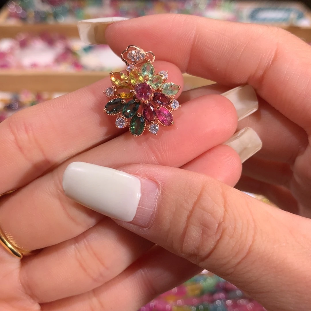 碧玺多样性发货一件银S925镶嵌