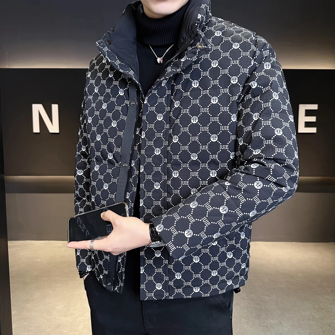 高级感字母男士羽绒服男款秋冬季2025新款潮牌立领休闲加厚外套男