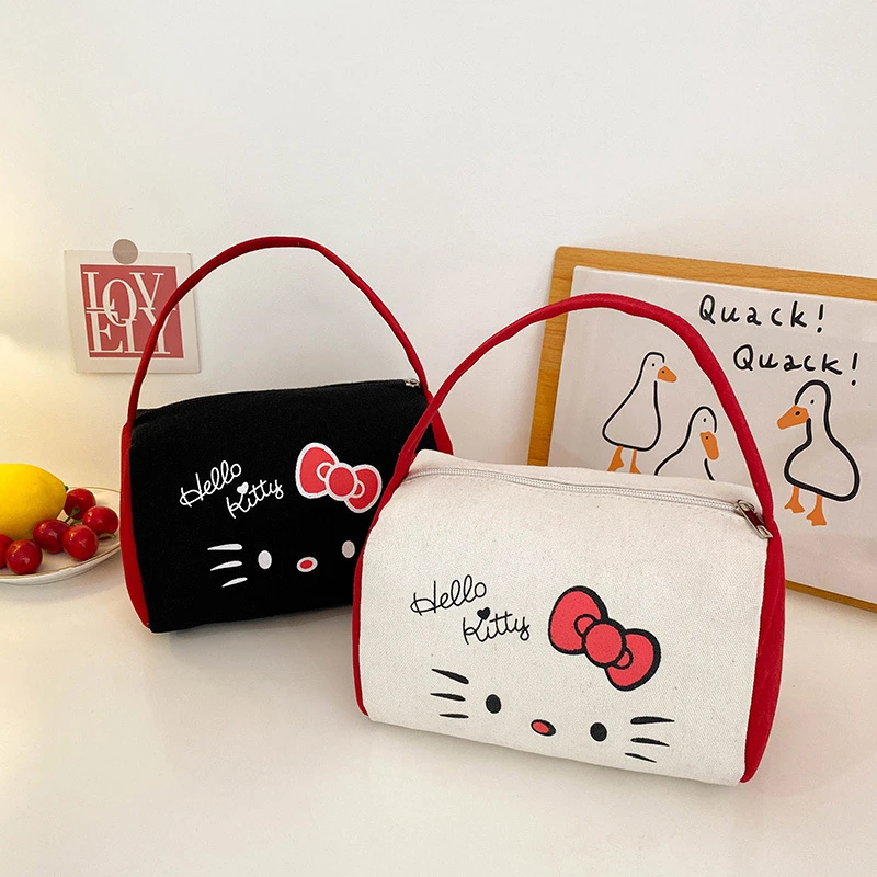 新款帆布包kt猫化妆包大容量外出手拎包便携旅行化妆收纳包