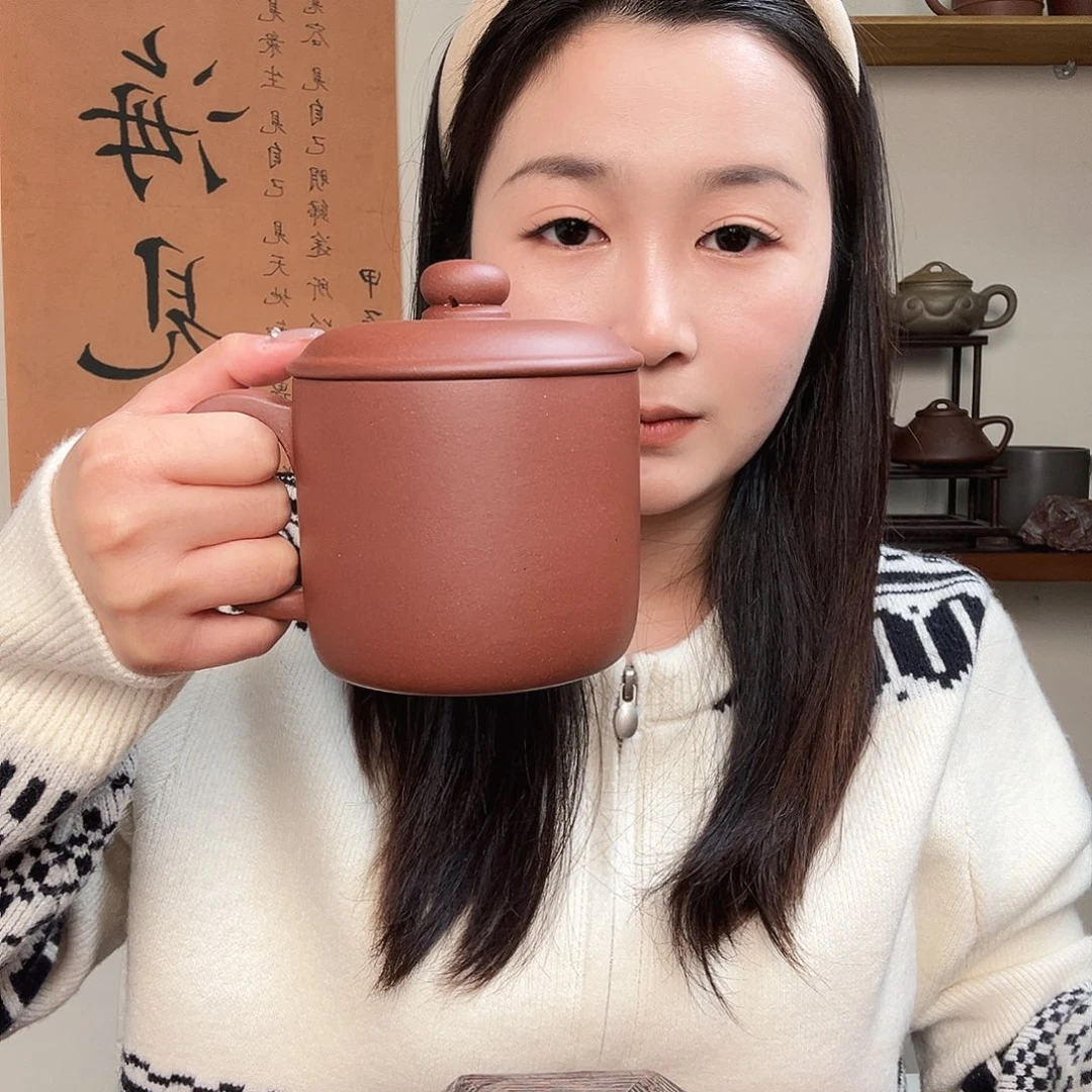 茶杯紫砂乐*微瑕紫砂盖杯底槽清封釉