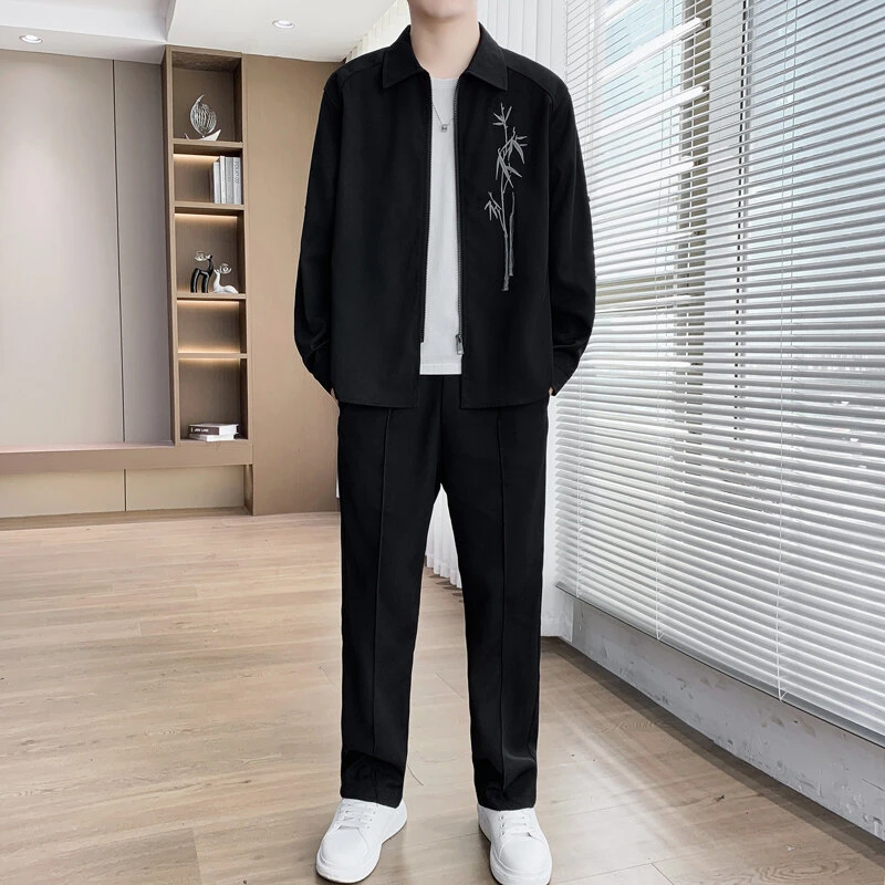 现货欧洲站时尚高品质2025夏季新款男士长袖衬衫套装潮流百搭衬衣
