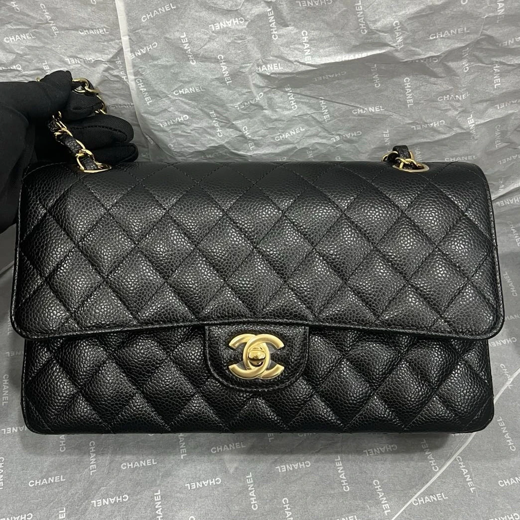 全新未使用 Chanel/香奈儿 黑金CF中号 24年芯片款 经典口盖包