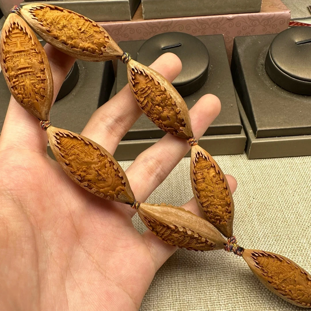 藏越，原皮风景观音橄榄核雕手串5