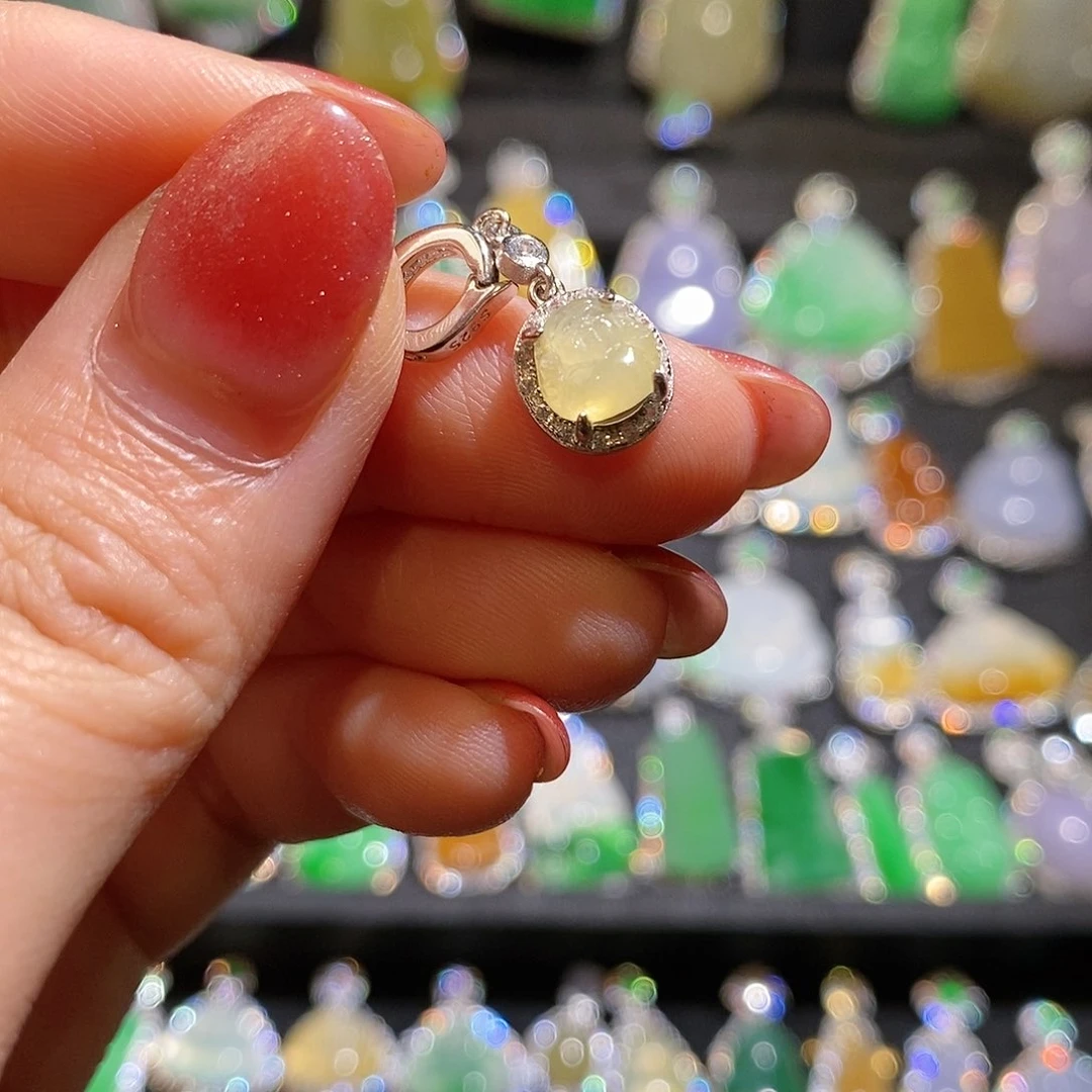 颈饰银S925镶嵌翡翠天然翡翠