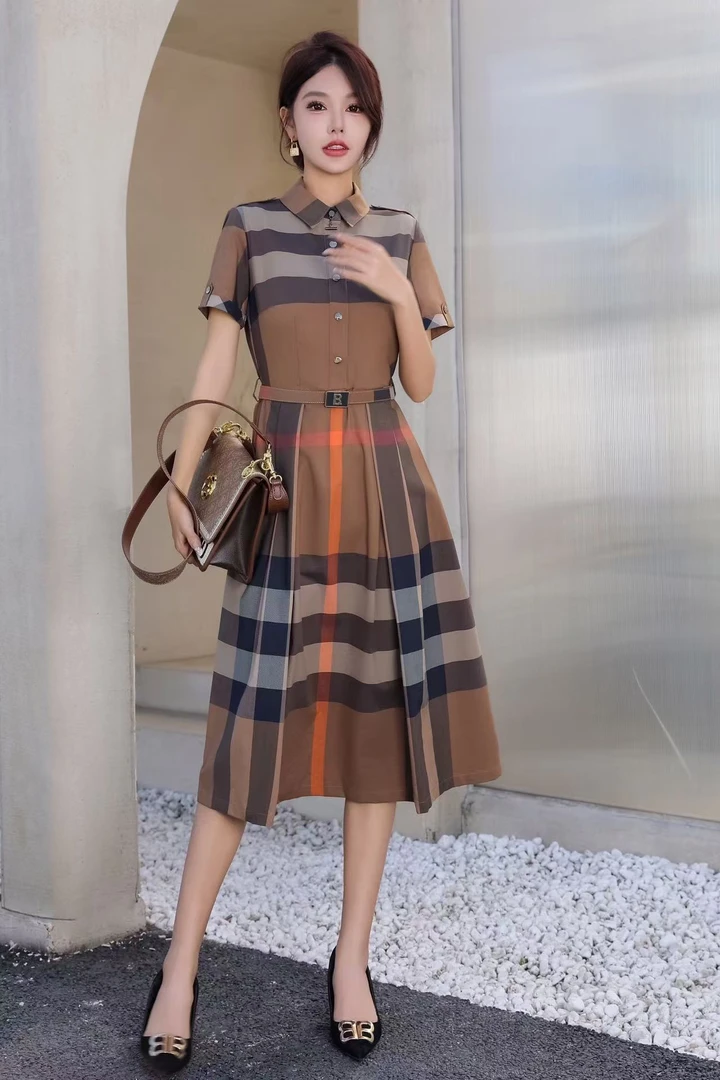 【编码B24】150大格腰带款连衣裙