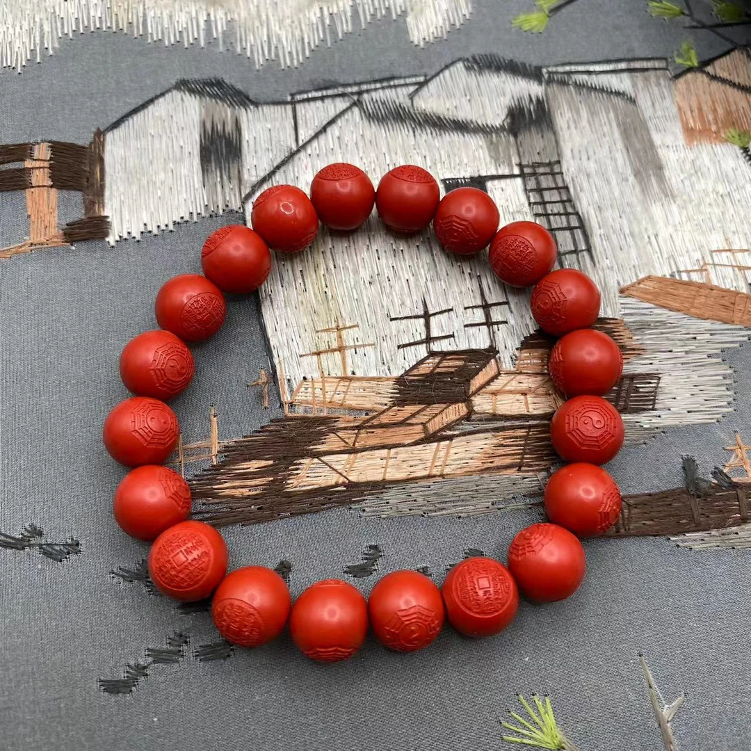 含辰砂工艺品【朱砂工厂】红砂设计款花钱卦卦手串