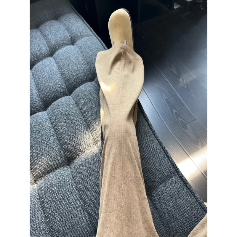 韩风暗纹斜切卫裤男春秋潮牌垂感休闲裤子宽松直筒阔腿重磅运动裤