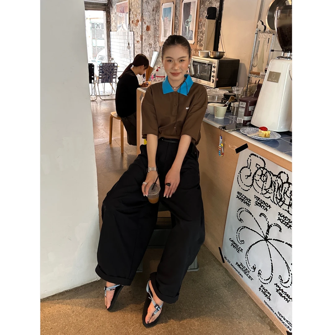 夏季新款韩系时尚显瘦气质字母Polo领上衣21295