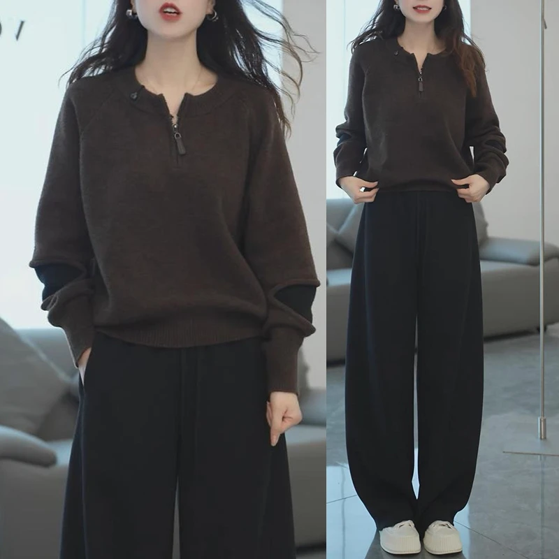 时尚简约通勤软糯针织衫女士2025秋冬季新款显高显瘦洋气减龄上衣