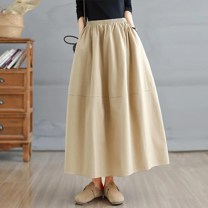 实拍秋装大码韩系百搭慵懒风松紧高腰蓬蓬裙花苞裙百搭灯笼半身裙