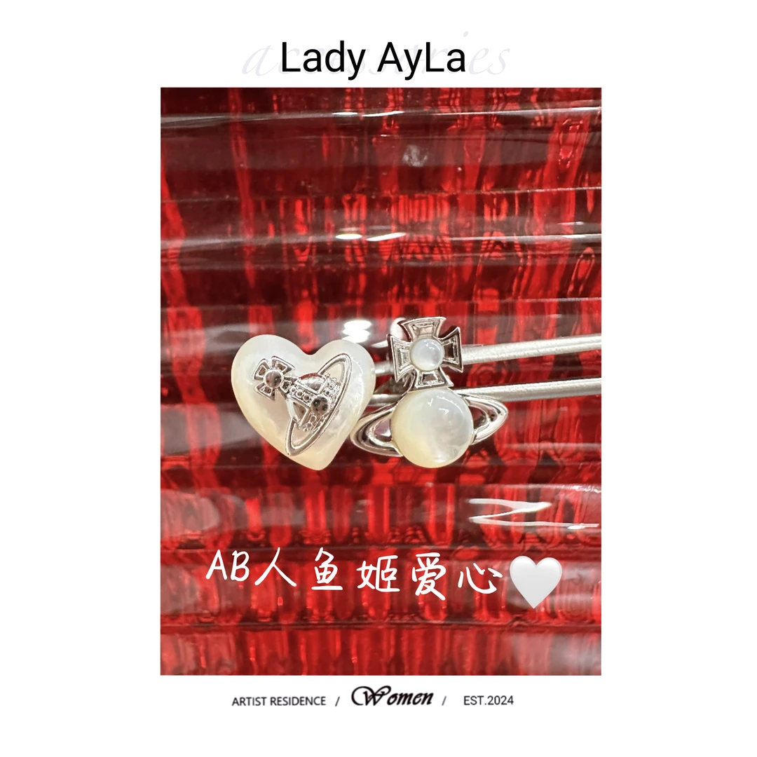 925银合成锆石耳饰 土星球人鱼姬轻奢时尚耳钉AL349