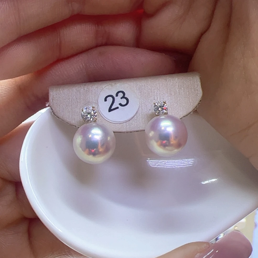 淡水珍珠耳饰18K金镶嵌