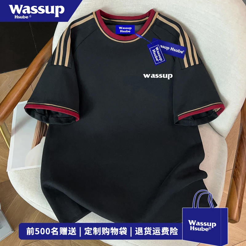 WASSUP HSUBE美式宽松百搭圆领上衣新款简约字母印花短袖T恤男女
