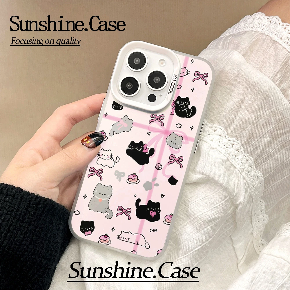 【彩银】满屏黑猫适用于苹果16promax华为vivo小米oppo防摔手机壳