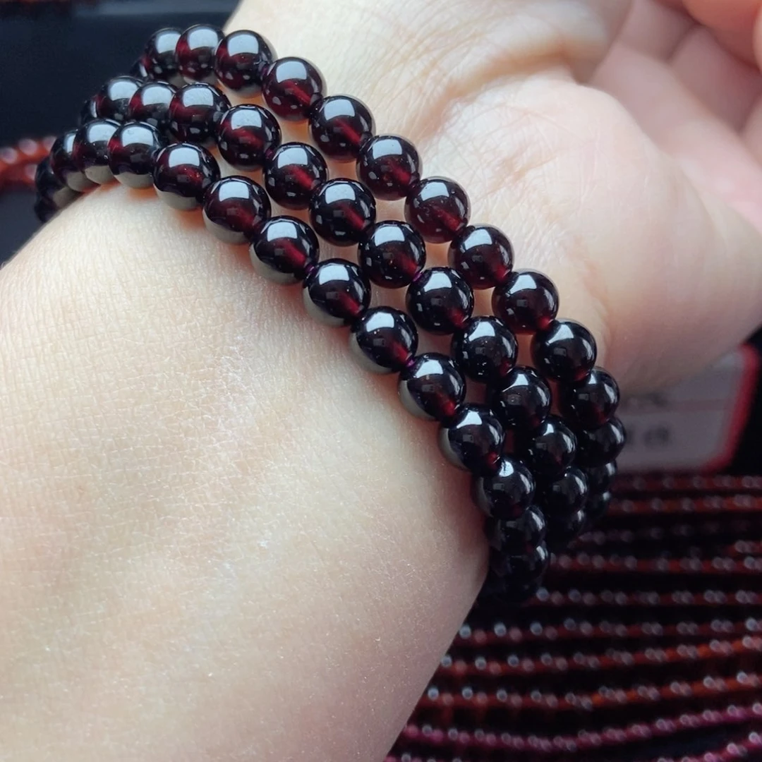 未镶嵌手链石榴石6酒红色