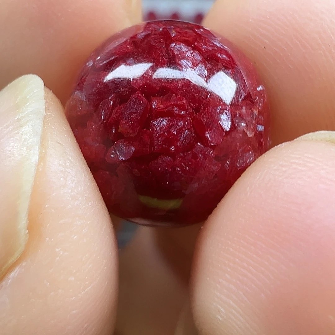 天然辰砂晶体砂12单珠2个