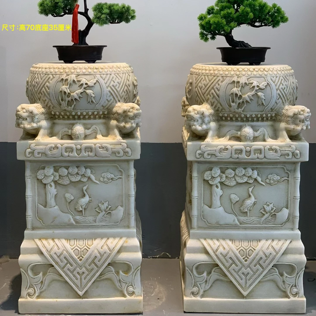 天然石材整石雕刻花几花架花盆底座庭院摆件 不含安装及卸车