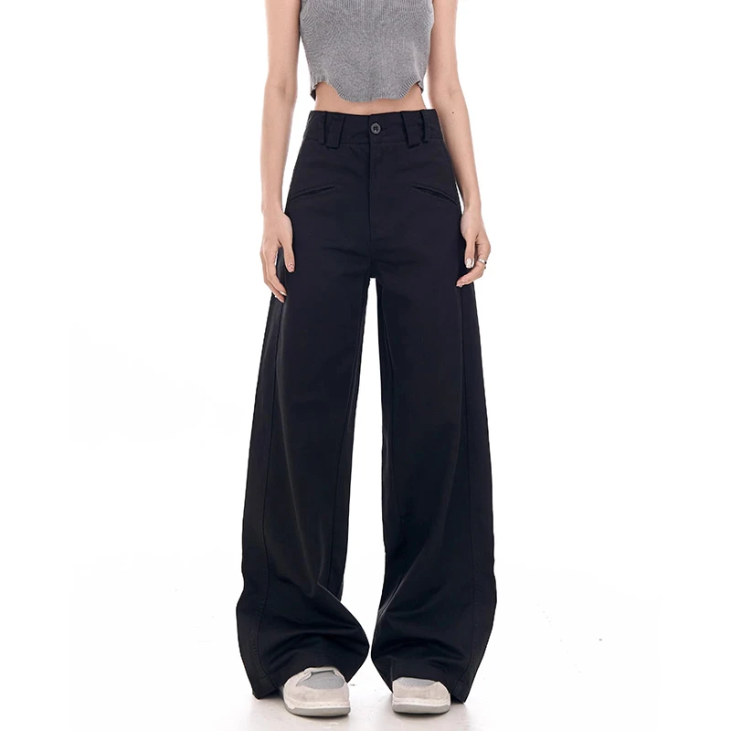 富婆同学会/大码微喇西装裤子女胖mm显瘦梨型身材高腰宽松阔腿裤