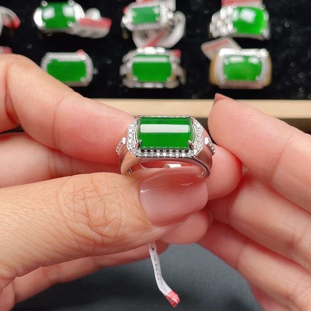 翡翠银S925镶嵌戒指编号3962没运费险