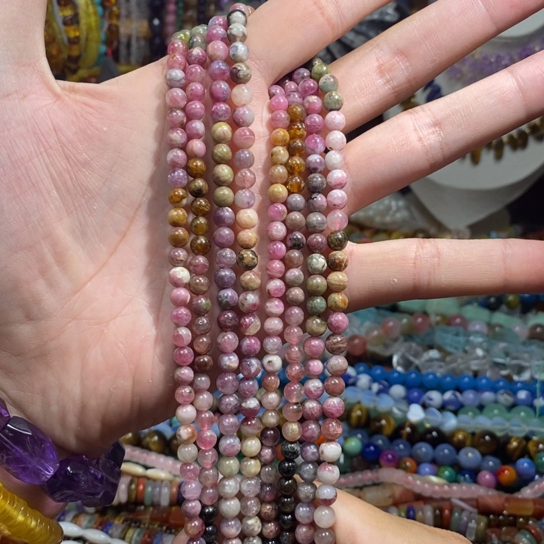 未镶嵌，天然粉碧，玺6mm，石英质玉