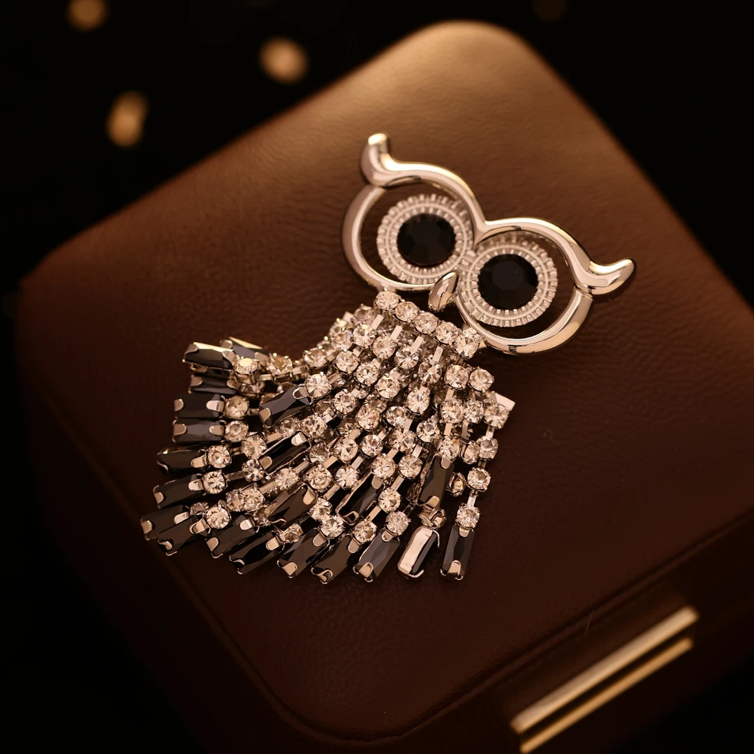 铜合金仿水晶胸针 澜七-经典时尚轻奢高档胸针-经典猫头鹰J2252