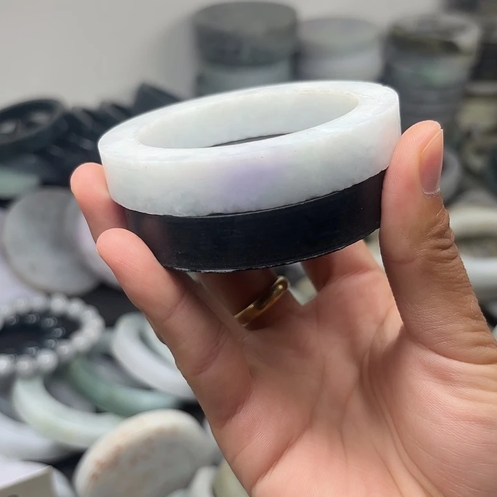 定制翡翠未镶嵌翡翠缅甸翡翠手镯一口紫55-60