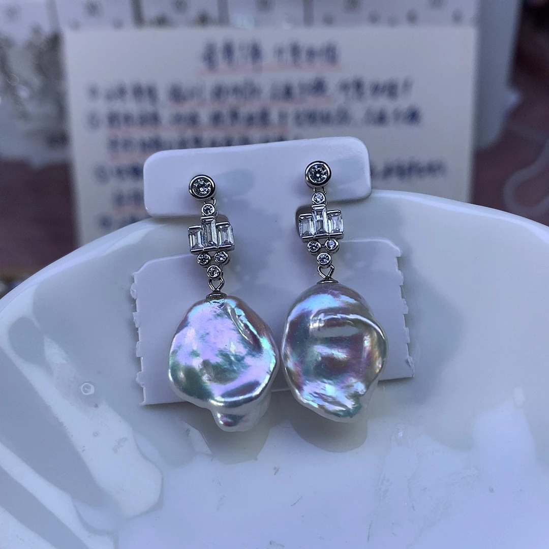 耳饰银S925镶嵌淡水珍珠特价4728