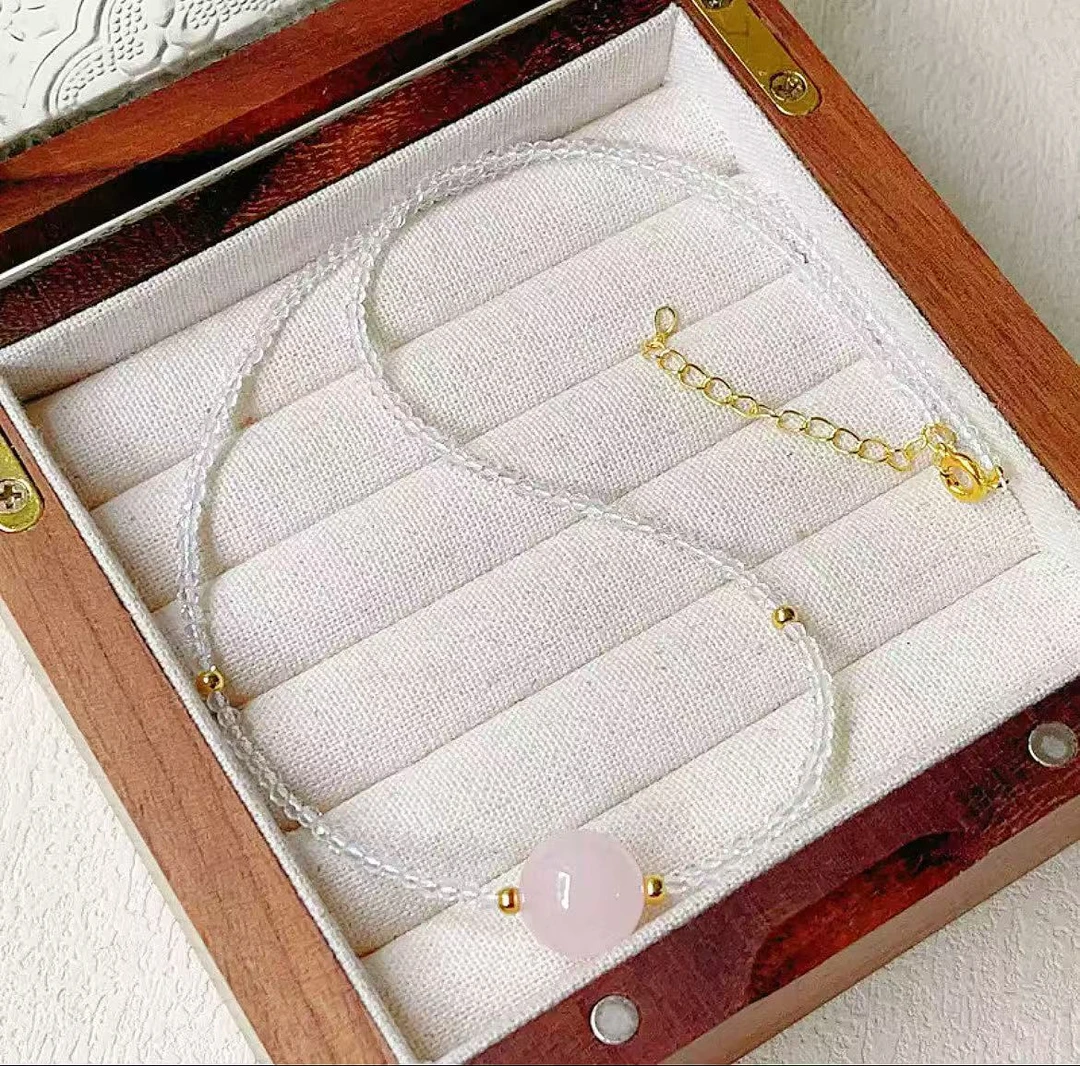 【粉水晶项链】时尚百搭粉水晶项链。多发性发一