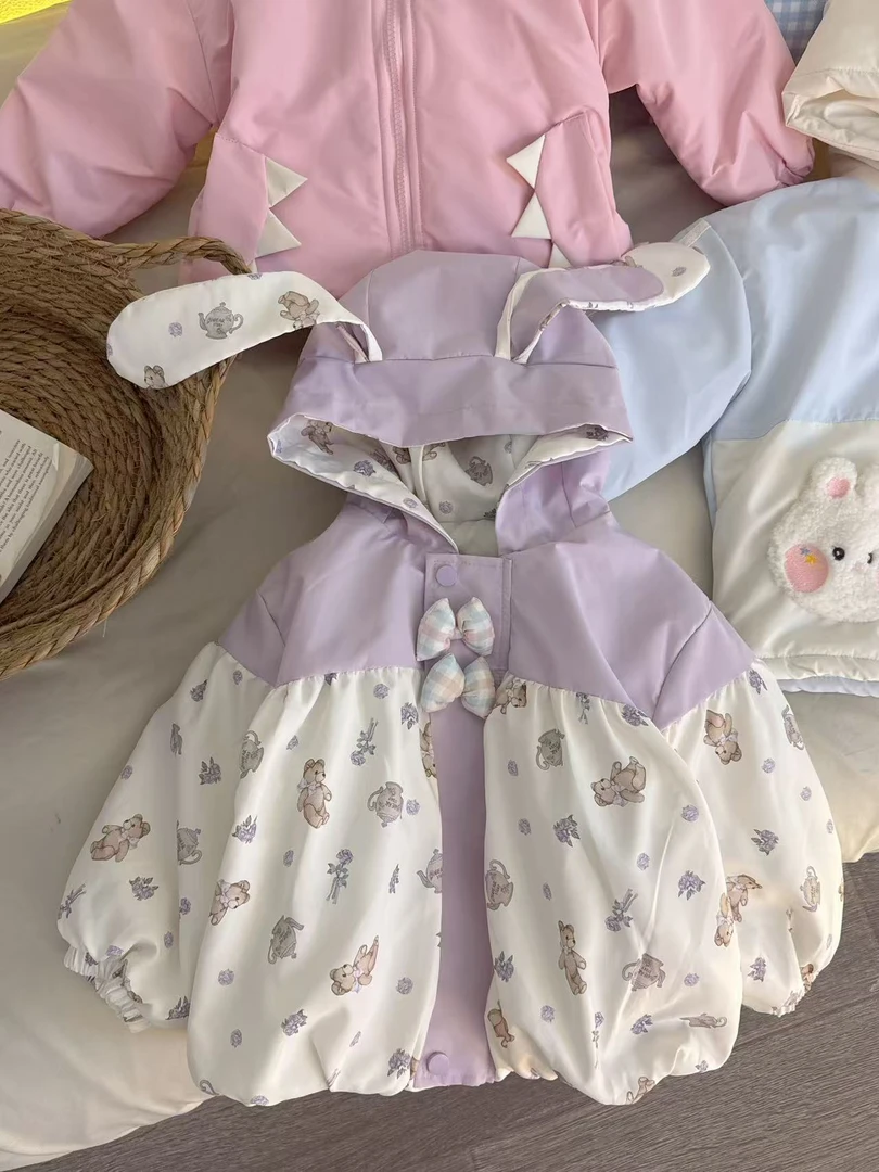 Q-007 紫色兔耳朵 夹棉冲锋衣