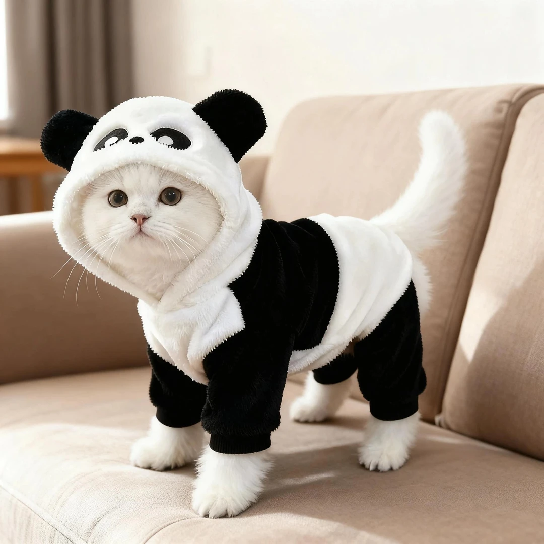 狗狗猫咪衣服四脚熊猫装秋冬季布偶英短宠物狗狗绒衣保暖连帽卫衣