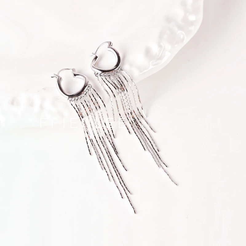 925银耳饰 <舞镂> 银河瀑布银色长款流苏耳环气质高级大气耳扣