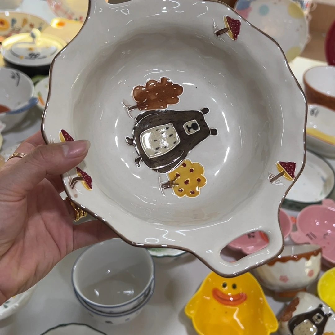 摆件陶高温陶瓷釉下彩微瑕！