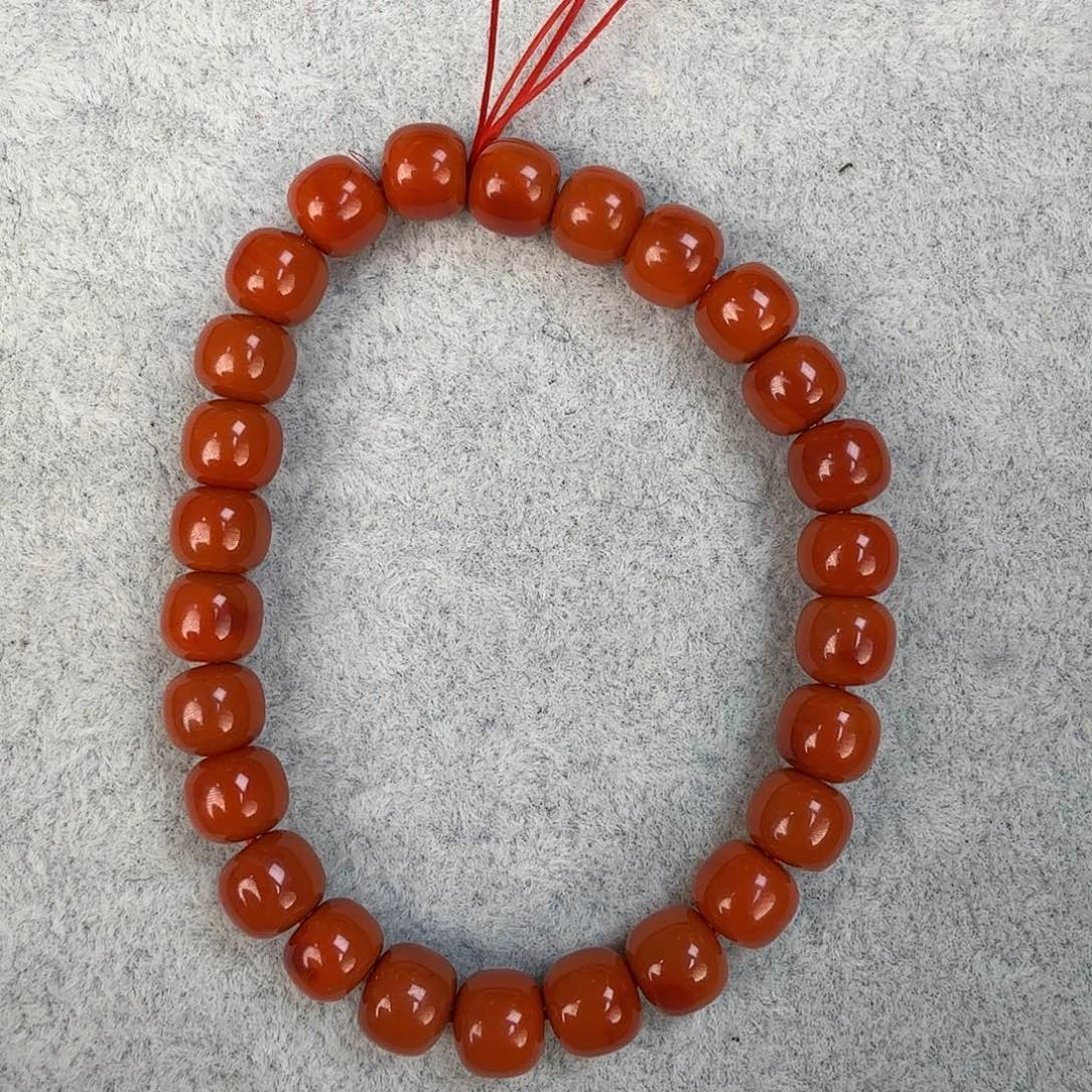 南红玛瑙未镶嵌手串柿子红手串