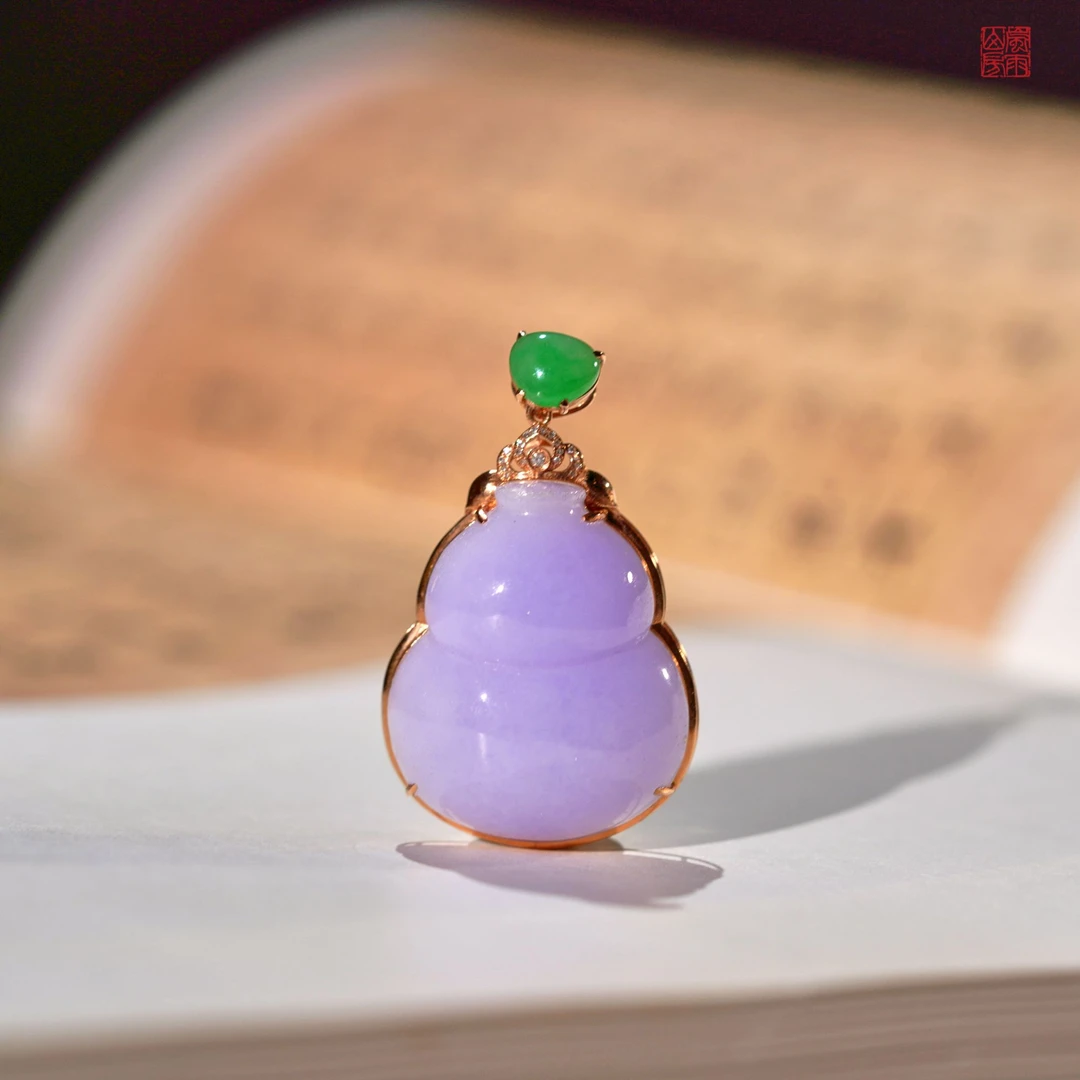 紫罗兰 翡翠 葫芦吊坠项链